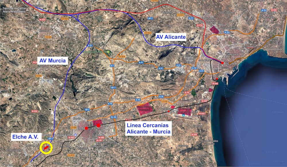 situacion actual cercanias Alicante - Elche - Murcia